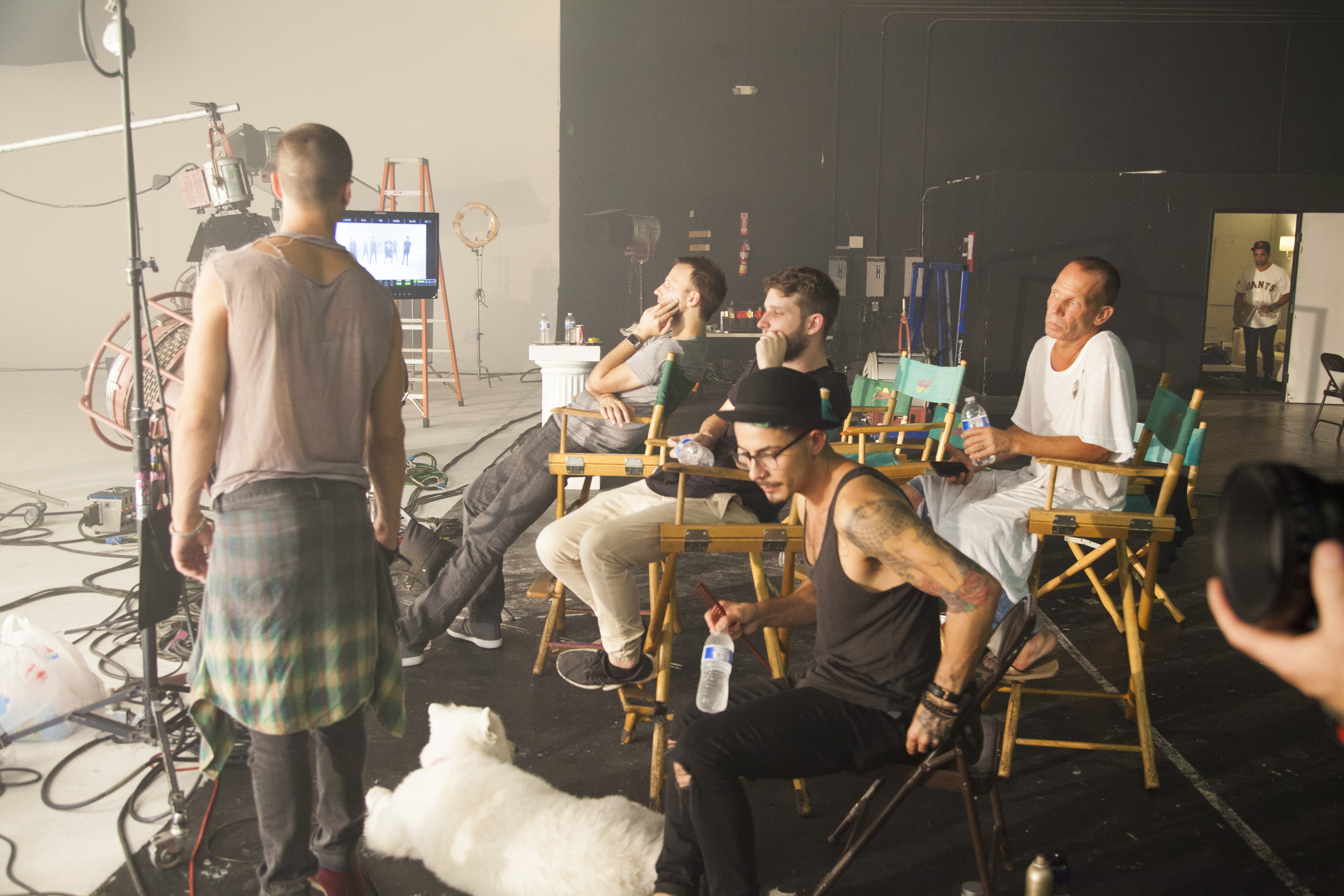 Behind the scenes, studio